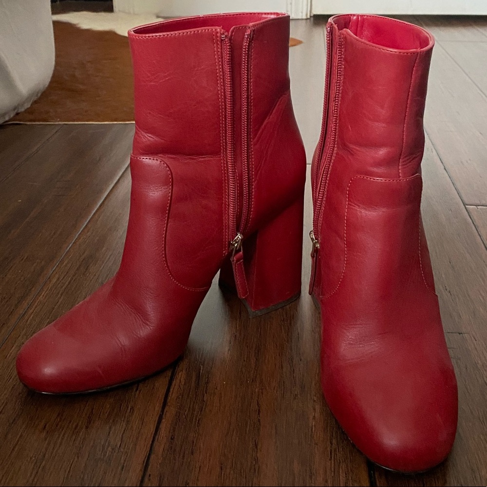 Nine West red leather boots